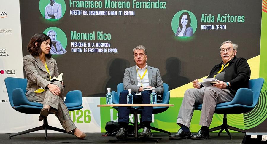 Aida Acitores, directora de paCO, Francisco Moreno Fernández, director del Observatorio Global del Español y Manuel Rico, presidente de la Asociación Colegial de Escritores de España