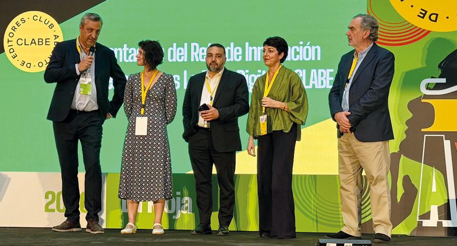 Chus del Río, editor de NueveCuatroUno, Sara Madariaga Merino, directora técnico-científica de Cidatum, Juan Zafra, director general de Clabe y Luis Collado, senior manager news Google España
