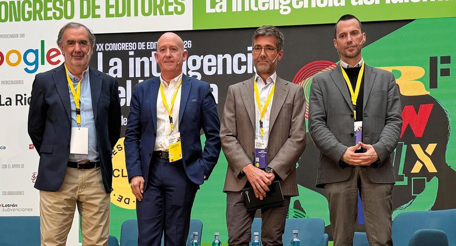 Luis Collado, senior manager news de Google España, Juan Antonio Martín Mesonero, presidente de Tribuna Grupo, Marc Basté, editor y director de Nació y Manu Bonachela, consejero delegado de Demócrata